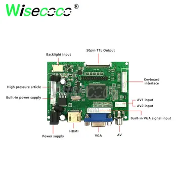 Wisecoco 9 inch 50pins antireflex lcd 800x480 pentru DVD player portabil ramă foto digitală cu vga hdmi driver de placa AT090TN12