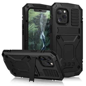 Complet de Protecție de 360 de Caz Pentru iPhone 12 11 Pro Max Mini XR XS X Telefon rezistent la Șocuri Cover Pentru iPhone 12 Pro Max Aluminiu Metal Armor