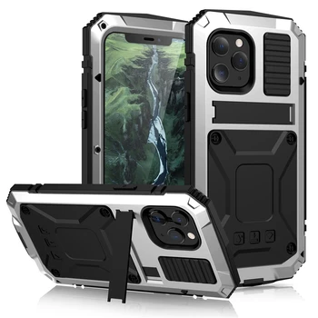 Complet de Protecție de 360 de Caz Pentru iPhone 12 11 Pro Max Mini XR XS X Telefon rezistent la Șocuri Cover Pentru iPhone 12 Pro Max Aluminiu Metal Armor