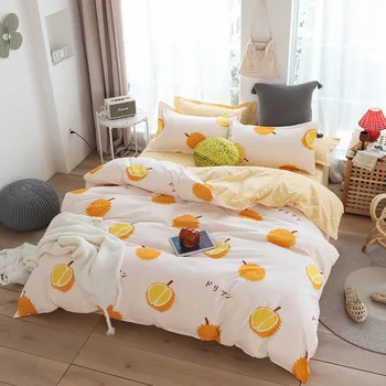 1314 Drăguț lenjerie de pat de culoarea piersicii Home textile lenjerie de pat de lux fructe carpetă acopere set cearceaf de pat cu 3/4 buc fete cadou queen-size