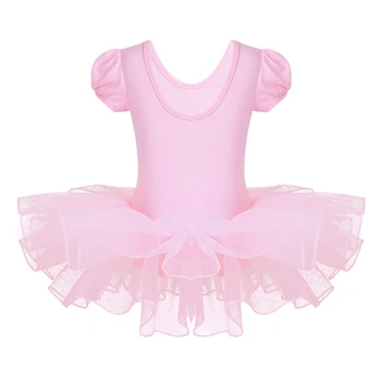 IIXPIN Fete Balet Tutu Dress Plasă de Balon Mâneci Strasuri Sclipitoare de balet tutu Rochie de Dans Gimnastica Tricou