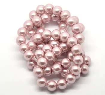 8Seasons Sticla Pearl Imitație Margele Rotunde de culoare Roz/Alb Culoare DIY Face Bijuterii de Aproximativ 12mm Dia, 1 Fir (Aprox 70 Buc/Fir)