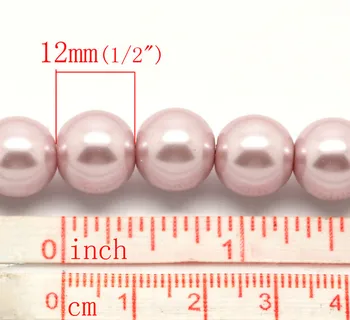 8Seasons Sticla Pearl Imitație Margele Rotunde de culoare Roz/Alb Culoare DIY Face Bijuterii de Aproximativ 12mm Dia, 1 Fir (Aprox 70 Buc/Fir)