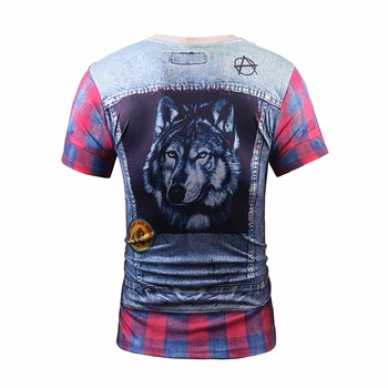 2017 Vară de Moda 3D Fals Două Piese T shirt de Imprimare Tatuaj Hip Hop Bărbați T-shirt 3D Teuri Topuri Brand de Îmbrăcăminte Camisa Masculina