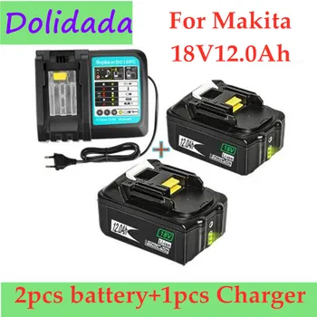 2 BUC Originale 18V12Ah Baterie Reîncărcabilă Li-Ion Baterie Înlocuire Instrument de Putere a Bateriei pentru MAKITA BL1880 BL1860 BL1830+Incarcator