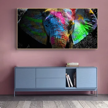 Graffiti Animal Elefant Panza Picturi pe Perete Postere si Printuri Colorate Arta Pop Poze de Perete pentru Living Decorul Camerei