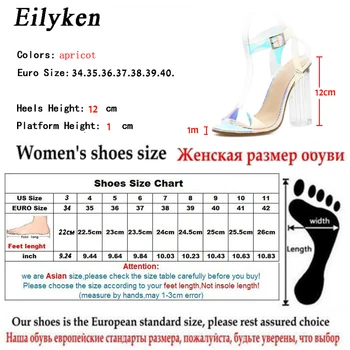 Eilyken Vara Sexy din PVC Transparent tocuri inalte Femei Sandale Pantofi Cataramă de Curea pentru Femei de Moda de Cristal Toc Pătrat Petrecere Sandale