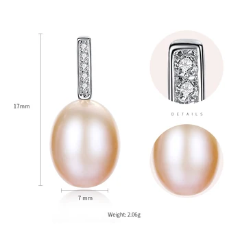 DOTEFFIL Alb/Roz/Mov 8mm Pearl Argint 925 AAA Zircon Cercei Pentru Femeile Nunta Logodna Bijuterii Farmec