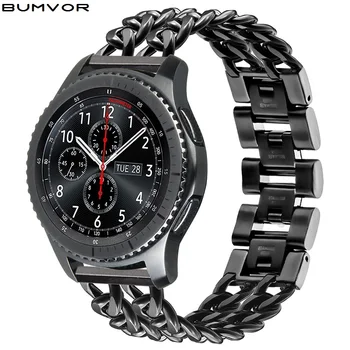 22mm din Oțel Inoxidabil Curea pentru Samsung Galaxy Watch 46mm SM-R800 Sport Band Capăt Curbat Curea brățară Brățară de Argint Negru