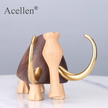 Nordic Din Lemn Omul Primitiv Mamut Elefant Figurine Miniaturale De Decor Acasă Moderne De Birou Accesorii De Decor Art-Ornamente