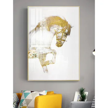 Arta modernă Golden Horse Postere si Printuri de Animale Panza Pictura Arta de Perete Poza Cameră Pridvor Decorative Nordic Decor Acasă