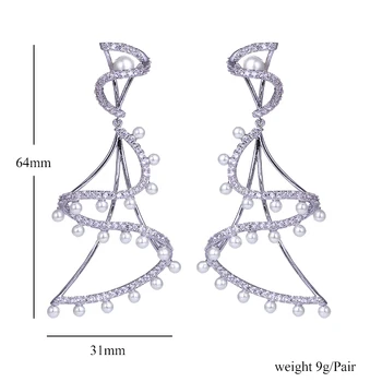 XIUMEIYIZU Spirală Benzi Forma Moda Cercei PavedLuxury CZ Zirconia Piatra Mini Pearl într-mozaic Picătură Cercel pentru cosplay dress
