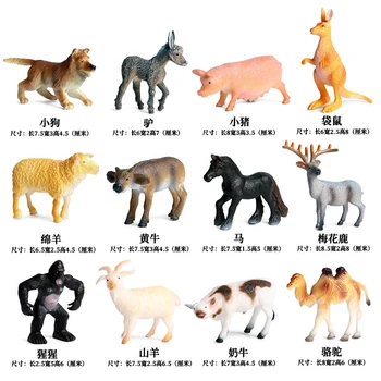 12pcs Simulare pe Model Animal Urangutan Cangur Bovine Cal Oaie, Porc, Măgar Cerb Aciton cifre Colectie de jucarii pentru copii