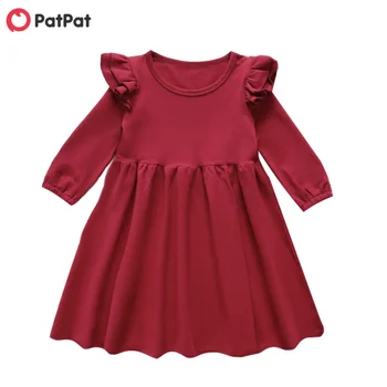 PatPat 2020 Nou Primăvara și Toamna pentru Copii / Toddler Fata Solide Ciufulit maneca Lunga-Rochie