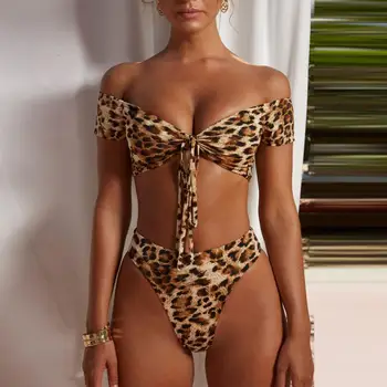 Ademenitor de Femei Costume de baie Biquini Leopard Imprimate Bikini Push-Up Căptușit Costume de baie costume de Baie Feeric de Plajă, îmbrăcăminte pentru Femei, Costume de baie