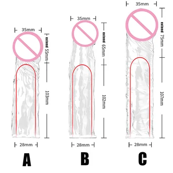 Transparent Penis Artificial Penis Sleeve Extender Marire Reutilizabile Prezervativ Jucarii Sexuale Pentru Bărbații Cu Penisul Penis Extender Potențiator De Intarziere Ejaculare