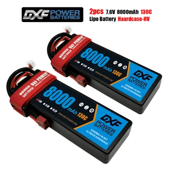 DXF 2 BUC Acumulator Lipo 2S 7.4 V 7.6 V 8000mAh 7000mAh 6500mAh 5200mAh 110C 220C 60C 120C 50C 100C 130C 260C HV Hardcase pentru Masina Rc