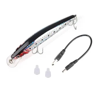 Apă sărată Momeli de Pescuit Momeală Artificială USB Reîncărcabilă Lumina Minnow Electric cu LED-uri Vibrații Buzz Spasme Jerkbait