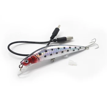 Apă sărată Momeli de Pescuit Momeală Artificială USB Reîncărcabilă Lumina Minnow Electric cu LED-uri Vibrații Buzz Spasme Jerkbait