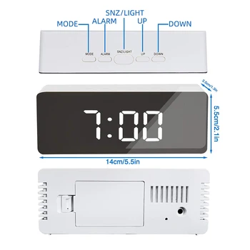 Digital Oglindă cu LED-uri de Afișare Ceas Deșteptător Multifuncțional Snooze Ceas de Birou Temperatură Calendar USB/AAA Alimentat Electronice