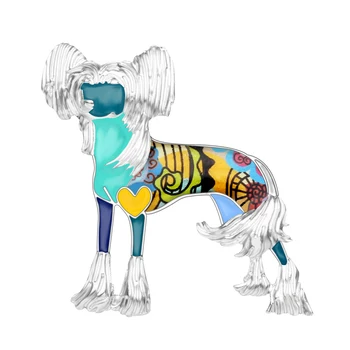 Bonsny Email Aliaj Câine Chinezesc Cu Creastă Broșe De Desene Animate De Animale De Companie Pin Elegant De Bijuterii Pentru Femei, Fete, Cadouri De Haine Cald Eșarfă