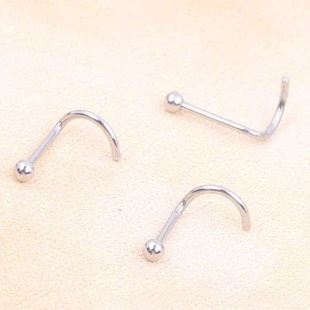 Argint Inele de Nas Mingea Șurub Nara Știfturi Body Piercing 100buc 0.8*6.5*2mm Piercing Nas Bijuterii
