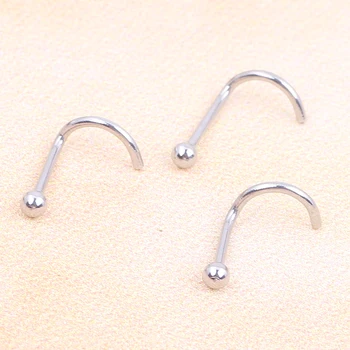Argint Inele de Nas Mingea Șurub Nara Știfturi Body Piercing 100buc 0.8*6.5*2mm Piercing Nas Bijuterii