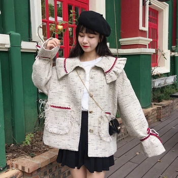 Îmbrăcăminte pentru femei Japoneze Moale Fata Facultate Stil Papusa Guler Liber Casual Cardigan Jacheta de Toamna Iarna Dulce Drăguț Fete de Strat