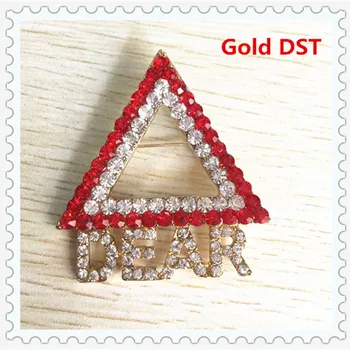 Moda Triunghi Sigma Broșă de Cristal 45*45 mm DST Rosu Clar Rever Fraternitate Draga Aliaj de Două Culori,5 sau 10 buc,OGB006-1
