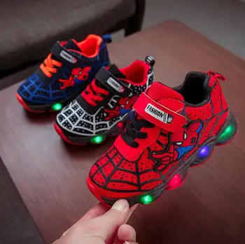 Disney Moda Pantofi Baieti Spiderman Copil Luminos Adidași de Brand Plasă de încălțăminte Copii LED Intermitent Pantofi pentru Copii Pantofi Casual