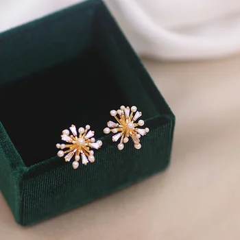 2020 Coreeană Nou Design Dulce De Cristal Pearl Floare Cercei Stud Pentru Femei Fete Elegante Oorbellen Bijuterii Mireasa Bijuterii De Nunta