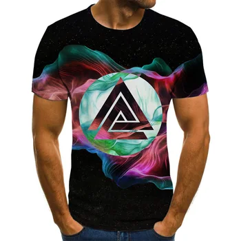 3D noua moda simplu psihedelice colorate geometrice design creativ pentru bărbați t-shirt de sex masculin sălbatice unice rece print chipes scurt