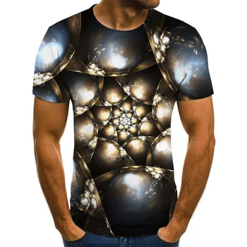 3D noua moda simplu psihedelice colorate geometrice design creativ pentru bărbați t-shirt de sex masculin sălbatice unice rece print chipes scurt