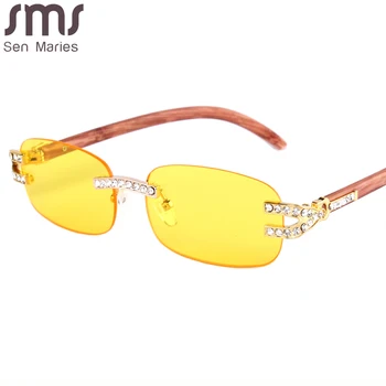 Dreptunghi fără ramă de ochelari de Soare Femei Mici Pătrate Ochelari de Soare Barbati Diamant de Lux de Brand, Design de Metal ochelari de soare UV400 Ochelari de Nuante