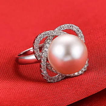 Original argint 925 logodna inel de nunta pentru femei mireasa degetul simulate perla bijuterii sepcial unic r4206