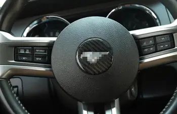 Volan Centru de Decor Capacul Ornamental Autocolant pentru Ford Mustang 2009 2010 2011 2012 2013 Fibra de Carbon, Accesorii Auto
