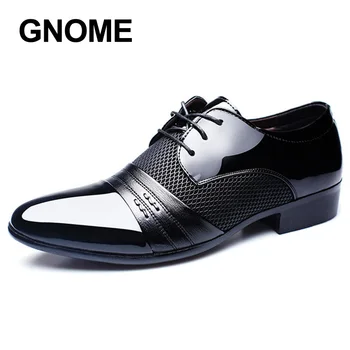 GNOME Clasic Mens Pantofi Rochie de Lux de Afaceri de sex Masculin Oxfords Black Brown Vin Subliniat Toe Formale din Piele Pantofi pentru Bărbați de Mari Dimensiuni 48