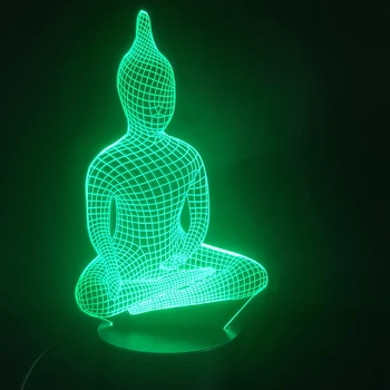 Buddha Religie 3D Lampă cu baterii Multi-color cu Telecomandă cel Mai bun Decorative Alimentat de Baterie Usb Led Lumina de Noapte Lampa
