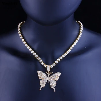MosiMolly Stras Fluture Colier Cu Pandantive Femei Moda Bijuterii Lanț De Gât Cravată De Cristal