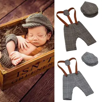 2 buc Copil Nou-născut Retro Suspensor Carouri Pantaloni Capac Set Fotografie elemente de Recuzită pentru baby boy Fete