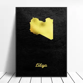 Golden Harta Libia Panza Pictura pe Perete Imagini de Artă amprente decor acasă Poster de Perete Decor Pentru Camera de zi