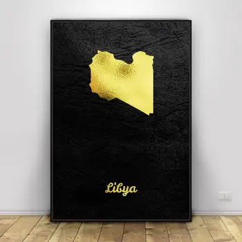 Golden Harta Libia Panza Pictura pe Perete Imagini de Artă amprente decor acasă Poster de Perete Decor Pentru Camera de zi