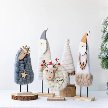 Nordic Drăguț de Crăciun de Decorare Lână Simțit Păpușă Moș Crăciun Elan om de Zăpadă Camera Copiilor Desktop Ornamente de Anul Nou Cadou de Crăciun