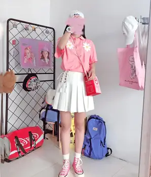 Japonia Drăguț Femei Fusta Stil Gotic Școală Cosplay Bandaj Talie Inalta Fusta Scurta Fetele Harajuku Kawaii Mini Roz Fuste Negre