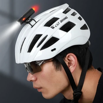 WEST BIKE 2 in 1 Lumina Bicicleta 3 Moduri USB Reîncărcabilă Biciclete Casca Ciclism Lumină Față-Spate, Coada de Siguranță de Avertizare LED-uri Lumina