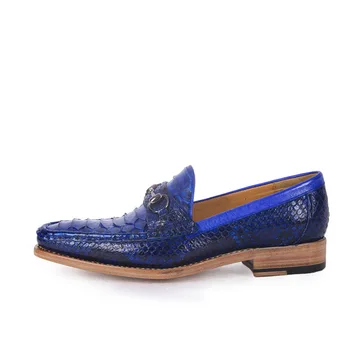 Manual de Calitate piele de Python piele de rochie mocasini barbati de afaceri de lux pantofi rochie de culoare albastru