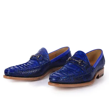 Manual de Calitate piele de Python piele de rochie mocasini barbati de afaceri de lux pantofi rochie de culoare albastru