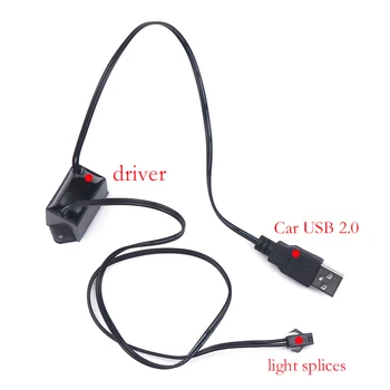 1/2/3/5m de Masina USB 2.0 12V LED Rece lumini de Neon Flexibil EL Wire Auto Lampi Masina de Cusut Benzi de Margine Linie de Decoratiuni Interioare lămpi