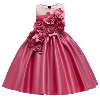 2020 flori ciucure fete dress copii seara de bal rochie de bal costum copil prima rochie de comuniune cu arcul vestidos de împărtășanie