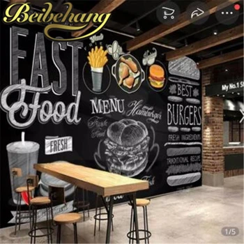 Beibehang Personalizate 3d murală de fundal negru de fundal pictura instanță Pizza fast-food tapet restaurant Gourmet gazete de perete